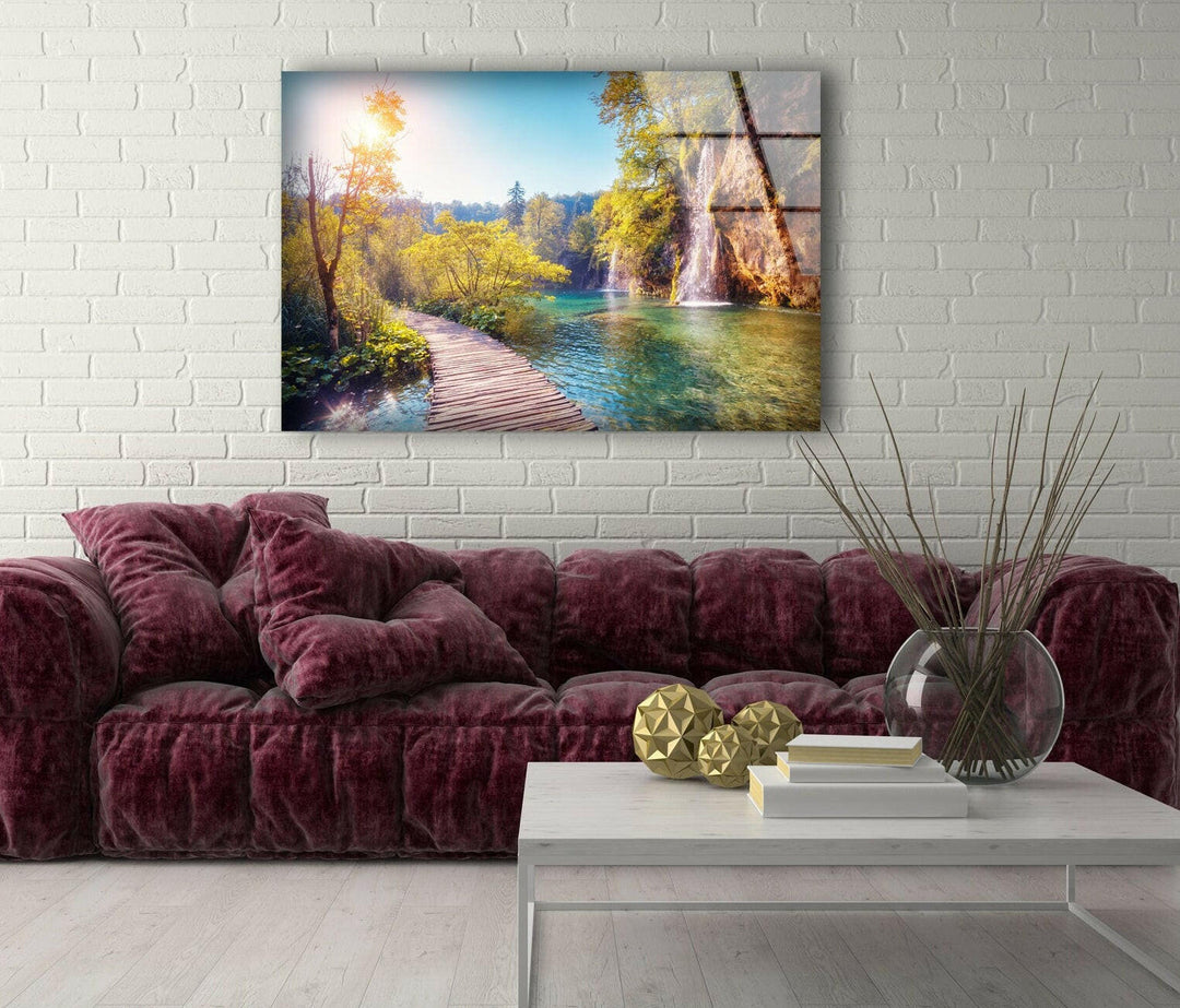 Nature Wonderland Lake Glass Wall Art Glass Printing Wall Art, Print photos on glass