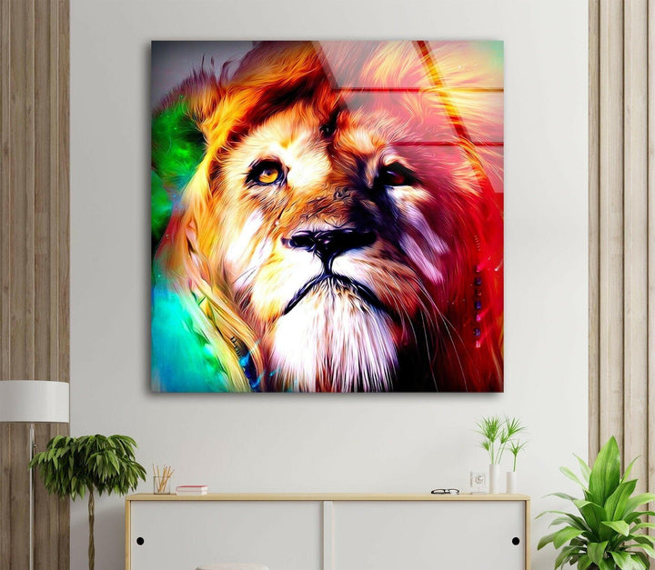 Colored Lion Glass Wall Art large glass photo prints, glass wall photos