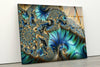 Blue Golden Fractal Glass Wall Art, art glass wall art, glass wall art pictures