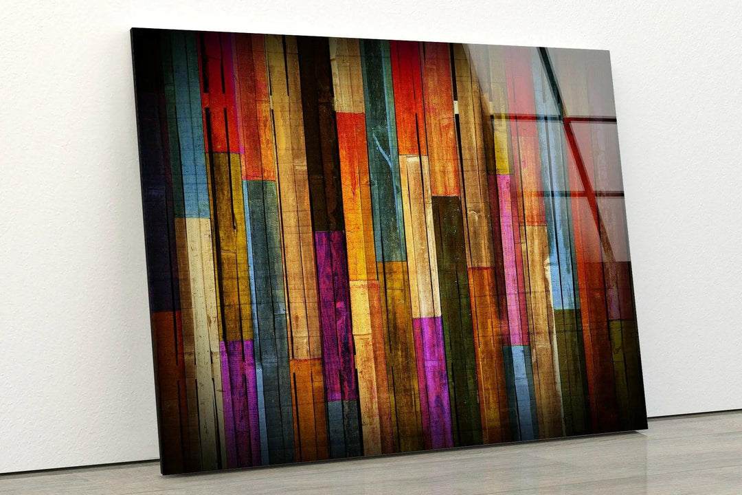 Colorful Wooden Oversized Abstract Glass Wall Art Decor