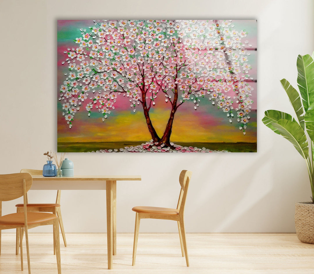 Cherry Blossom Tree Glass Wall Art, glass image printing, glass prints from photos