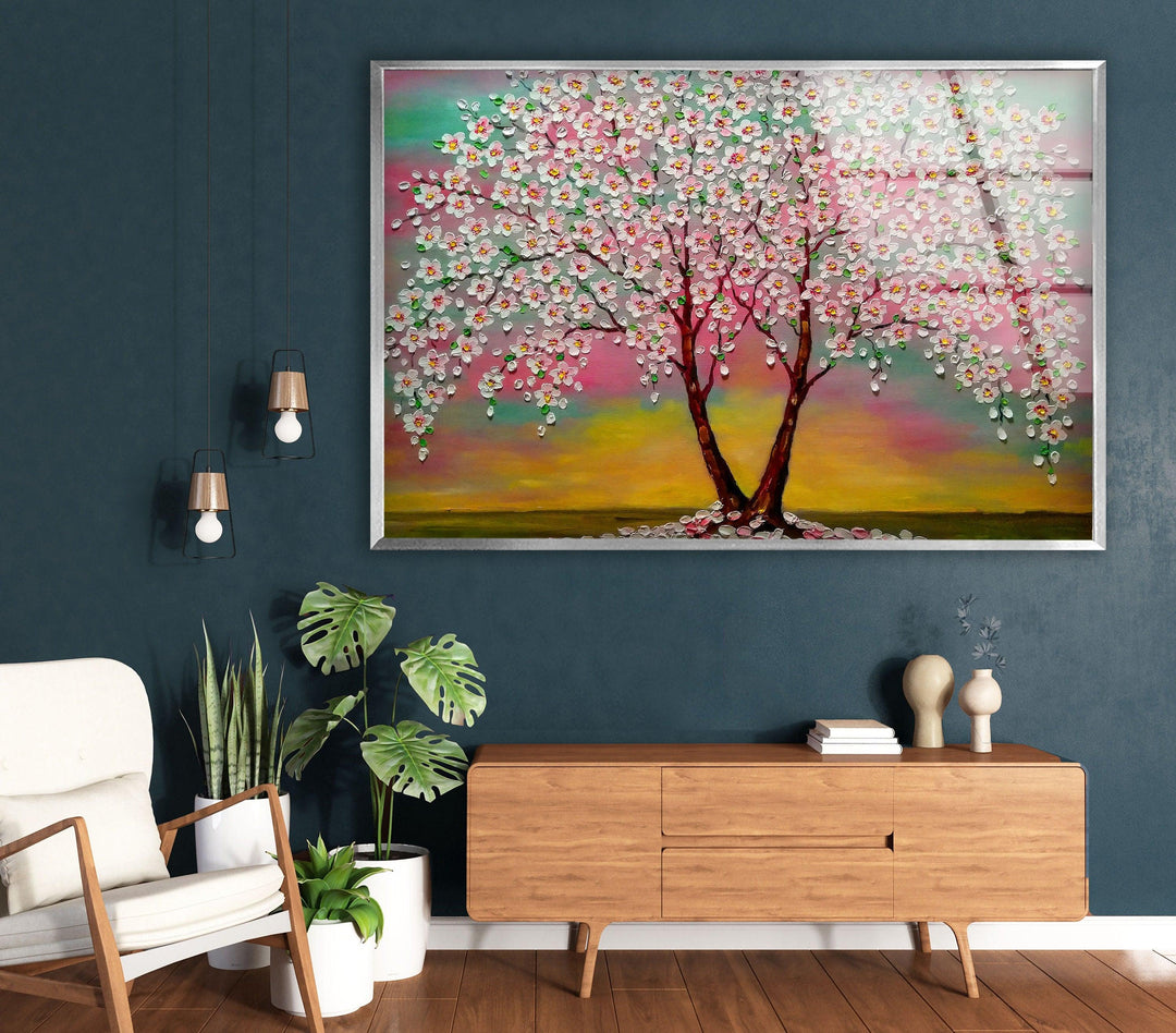 Cherry Blossom Tree Glass Wall Art, glass pictures for Wall, glass prints wall art