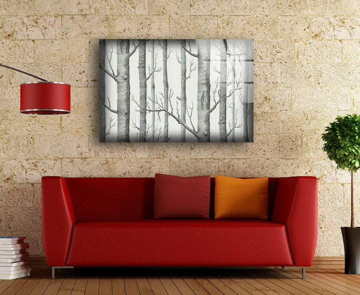 Black and White Trees Glass Wall Art Glass Printing Wall Art, Print photos on glass