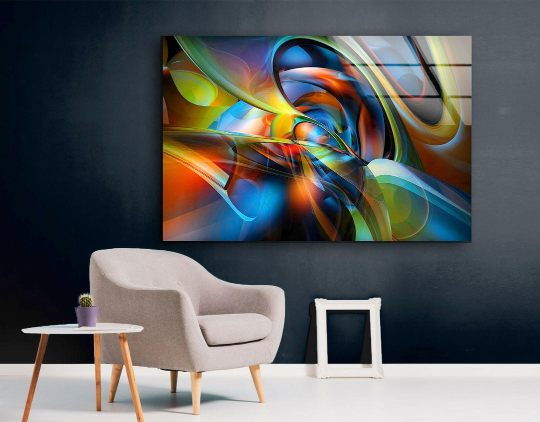 Vibrant & Futuristic Abstract Glass Wall Art glass art painting, glass art for the Wall
