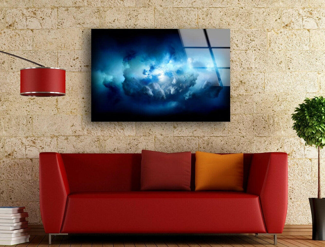 Blue Clouds Design Abstract Glass Wall Art glass photo prints, glass picture prints