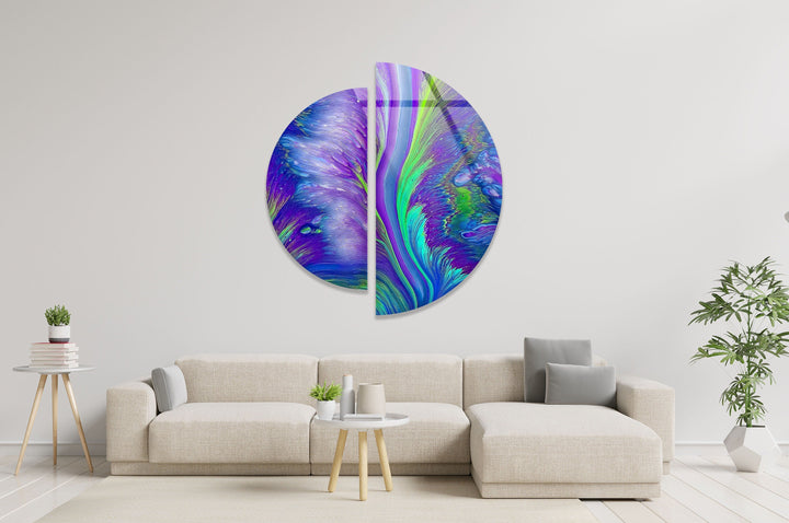 Round 2 Piece Purple Abstract Glass Wall Art art glass wall art, glass wall art pictures
