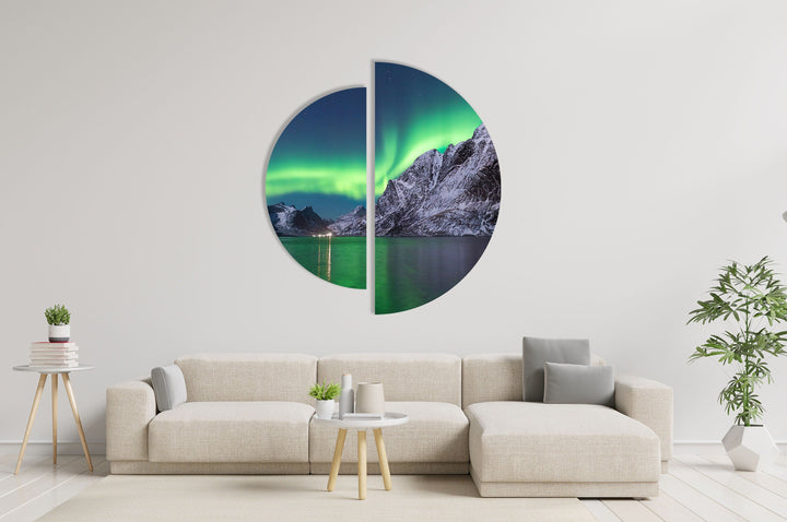 Round 2 Piece Northern Lights Glass Wall Art custom glass pictures, glass art prints
