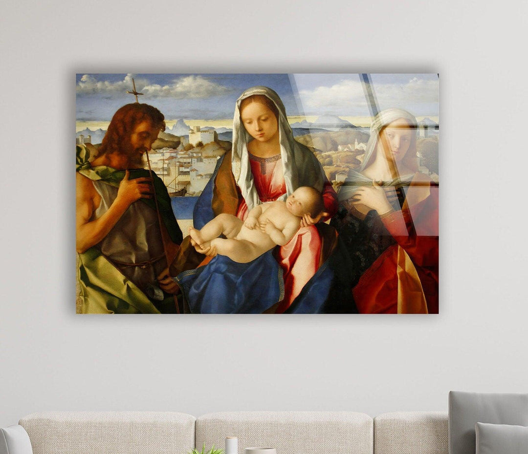 Madonna of the Meadow Modern Glass Wall Art Decor