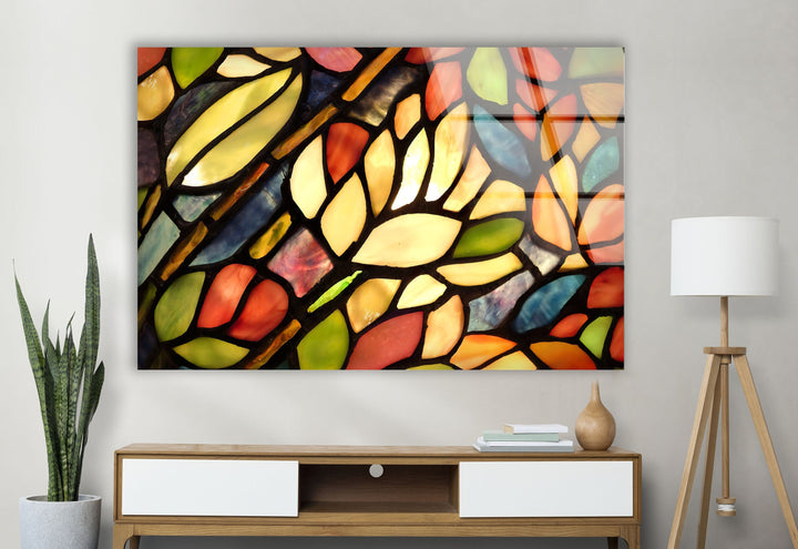 Stained Colorful Leaves Glass Wall Art stained glass wall art, stained glass wall decor