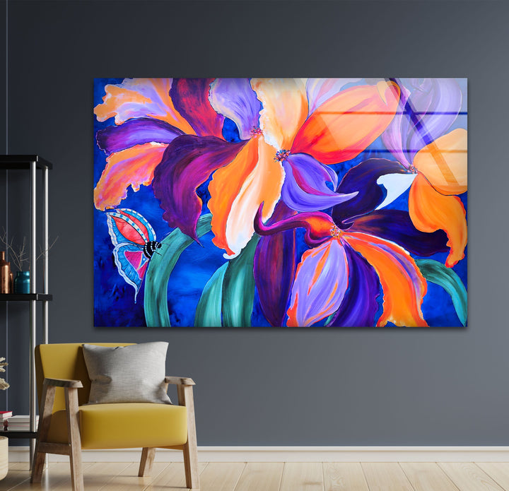 Iris Abstract Painting Glass Wall Art, glass photo prints, glass picture prints