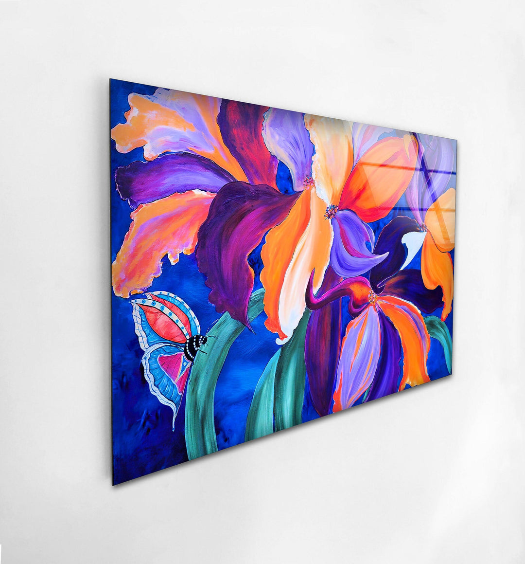 Iris Abstract Painting Glass Wall Art, custom glass pictures, glass art prints