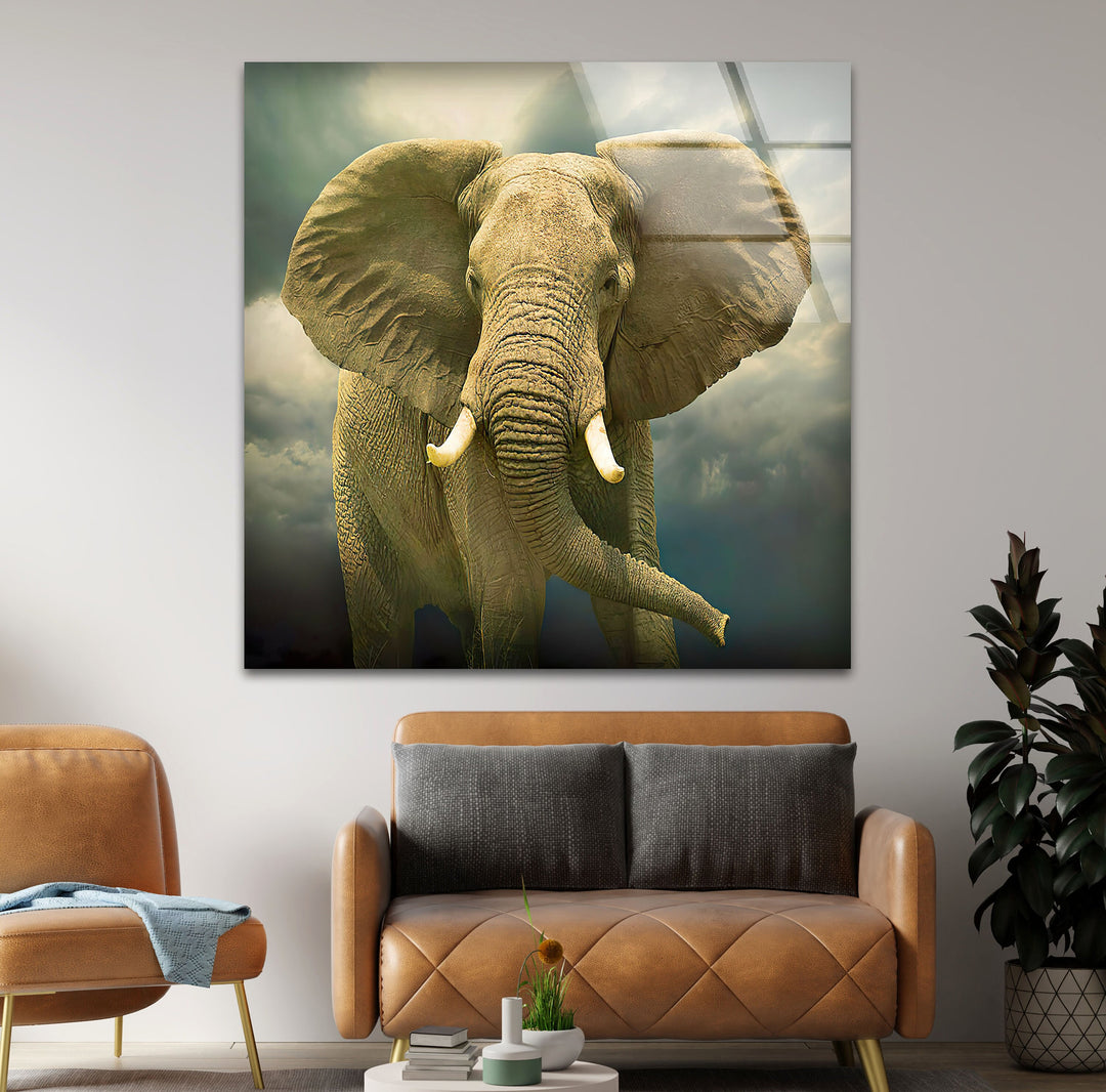 Savannah Elephant Glass Wall Art             glass wall decor, glass wall art decor