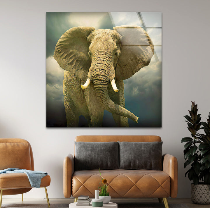 Savannah Elephant Glass Wall Art             glass wall decor, glass wall art decor