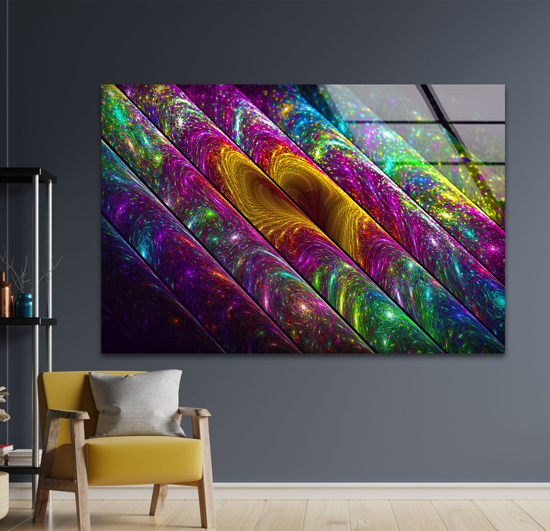 Fractal Rainbow Colors Glass Wall Art