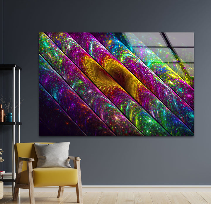 Fractal Rainbow Colors Glass Wall Art