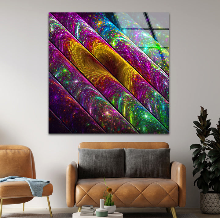 Fractal Rainbow Colors tempered Glass Wall Art