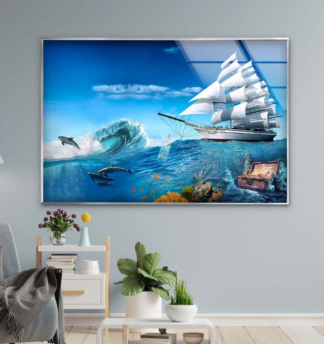 Bottom of The Sea Glass Wall Art custom glass pictures, glass art prints