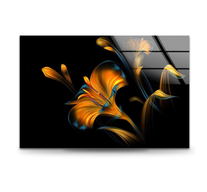 Neon Lily Illustration Glass Wall Art, glass pictures for Wall, glass prints wall art