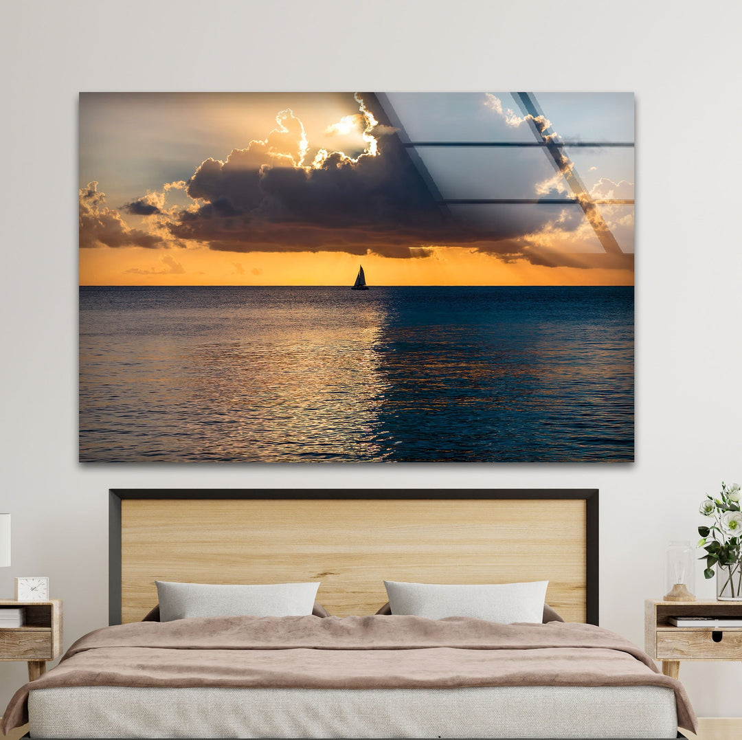 Beauty Sunset Landscape Glass Wall Art photo print on glass, prints on glass wall art