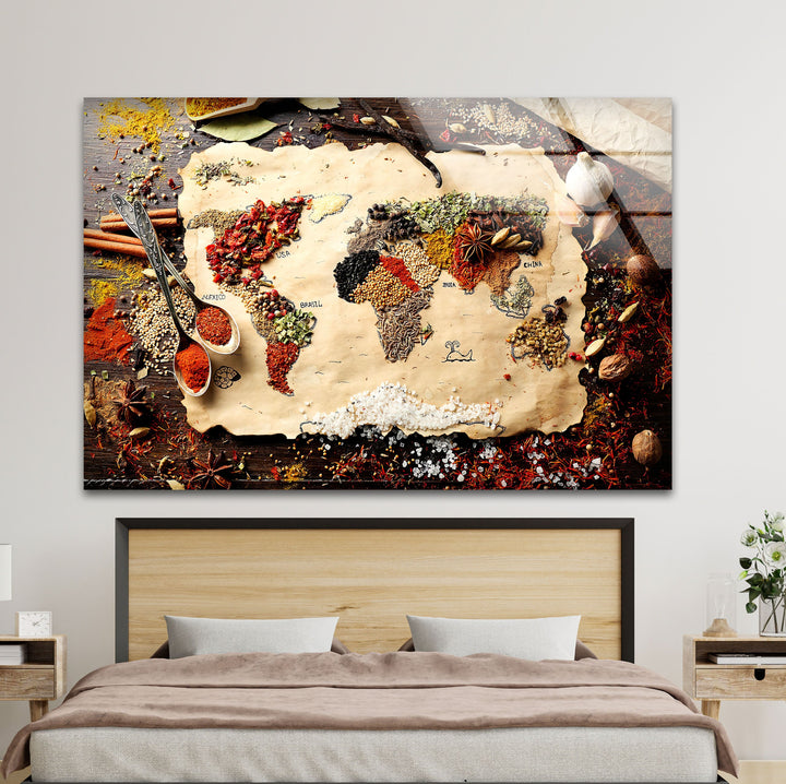 Spice Map Glass Wall Art, custom glass photo prints, large glass prints