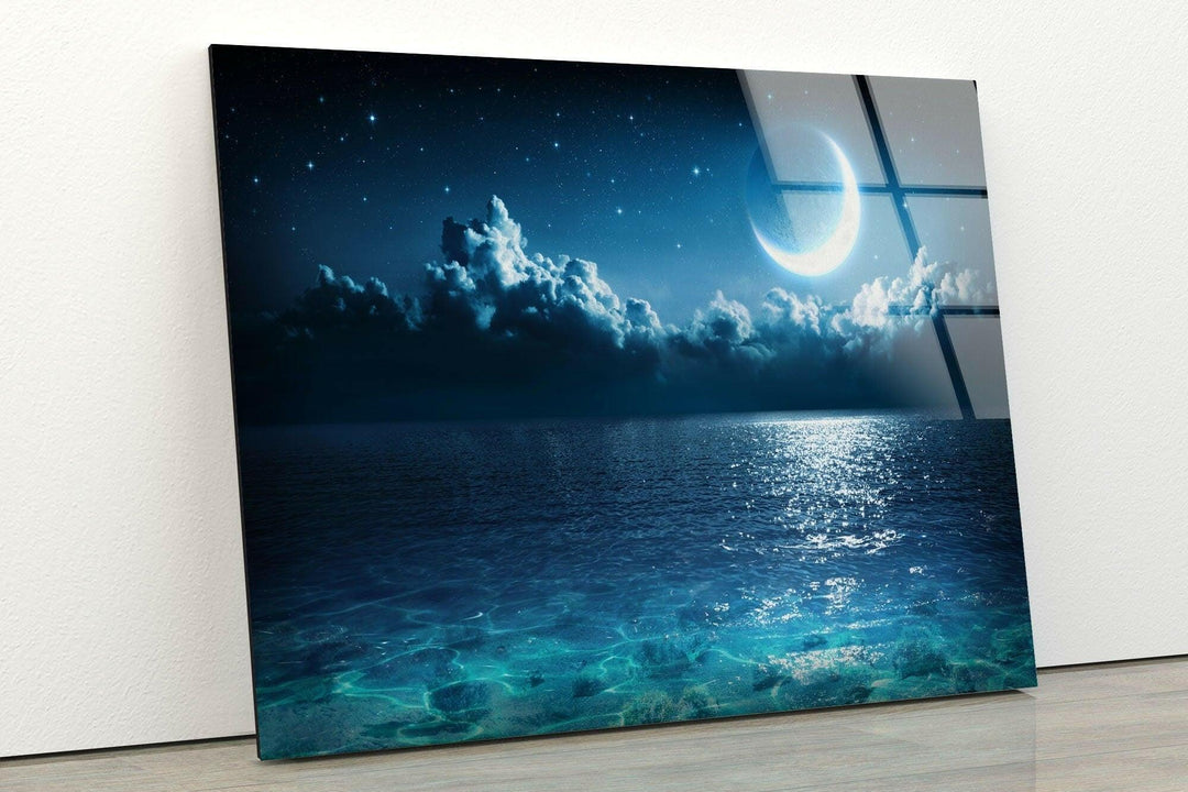 Night Sky with Stars Glass Wall Art custom glass pictures, glass art prints