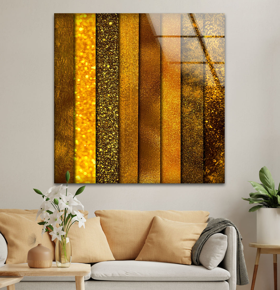 Bundle Golden Abstract tempered Glass Wall Art