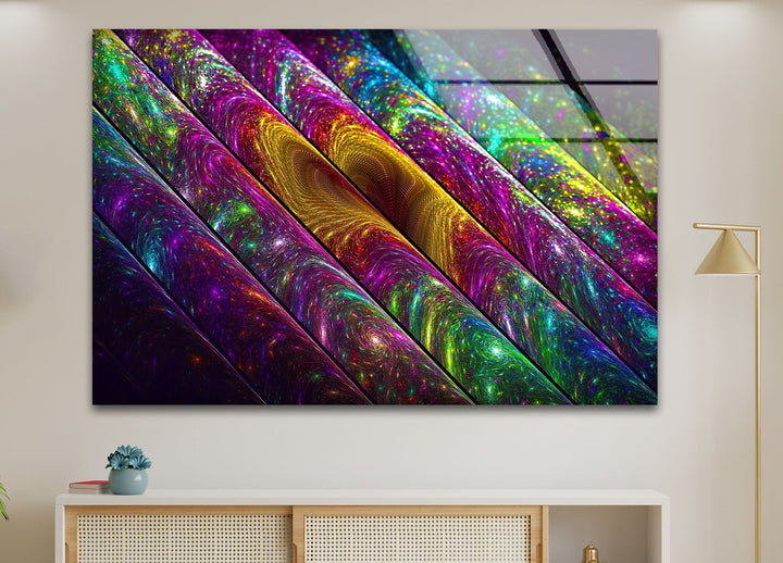 Fractal Rainbow Colors Glass Wall Artwork & Decor