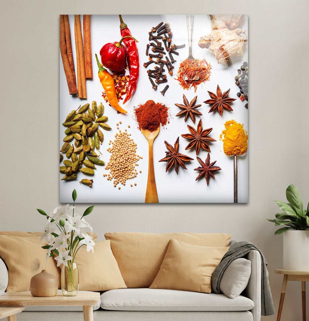 Spices Mİx Glass Wall Art, glass image printing, glass prints from photos