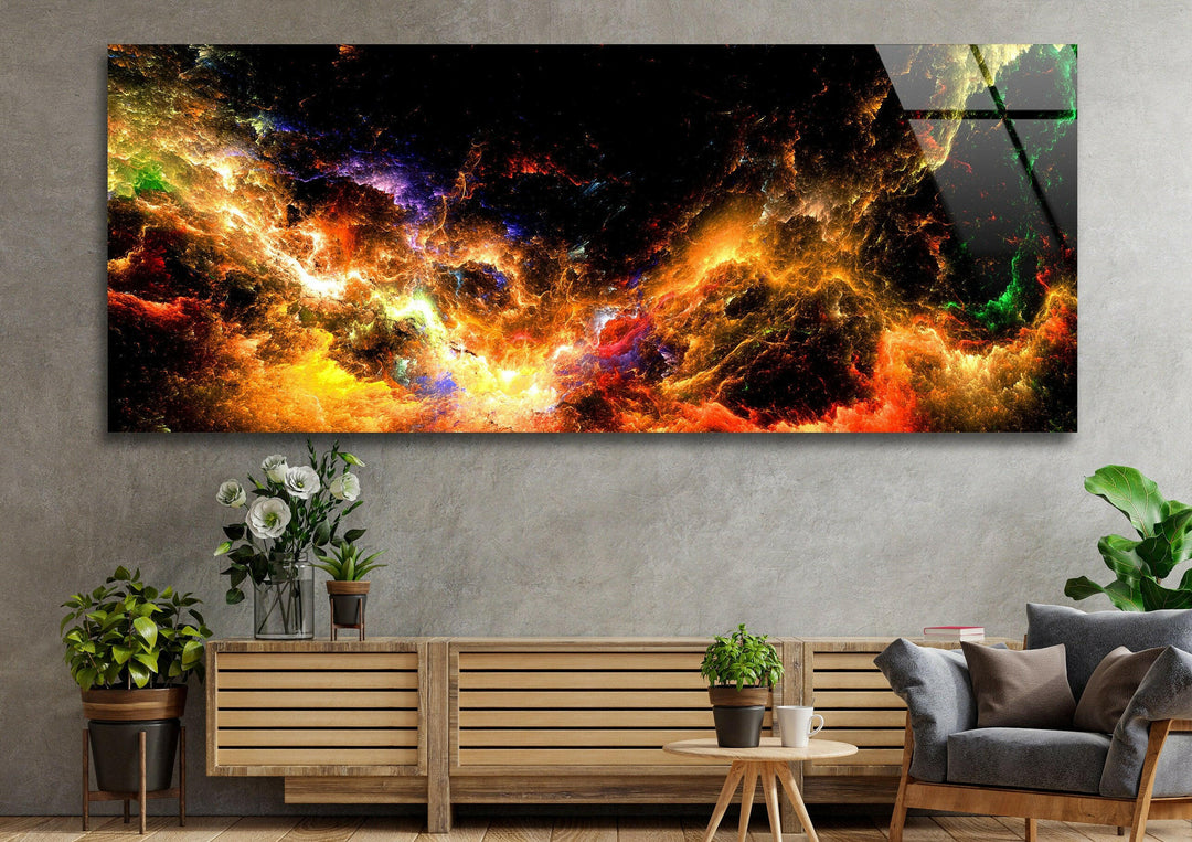 Cosmic Galaxy Abstract Glass Wall Art, photo print on glass, prints on glass wall art