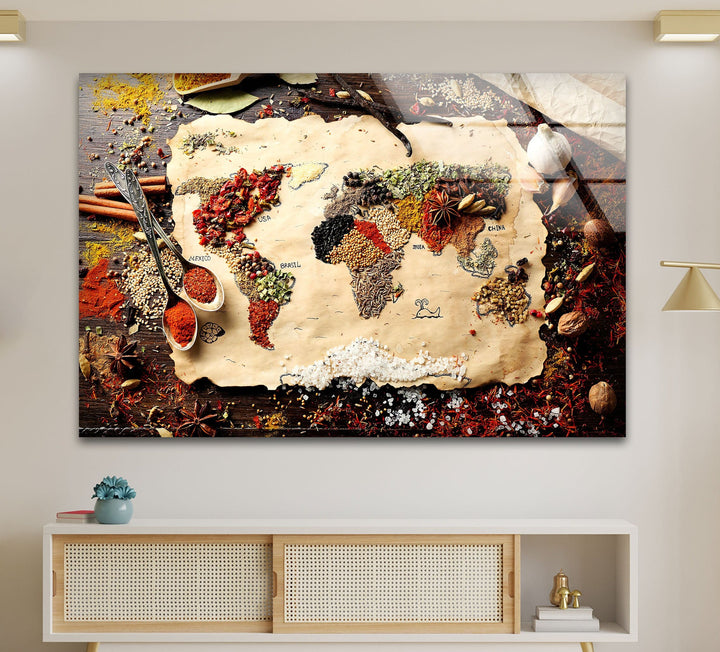 Spice Map Glass Wall Art, glass photo prints, glass picture prints