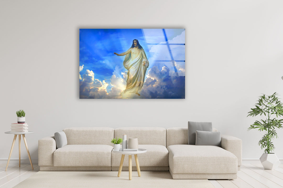 Blue Christian Jesus Cross Photographs on Glass Easily