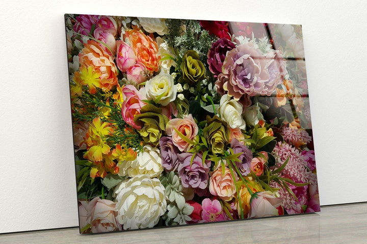 Mixed Flowers Glass Wall Art, Glass Printing Wall Art, Print photos on glass