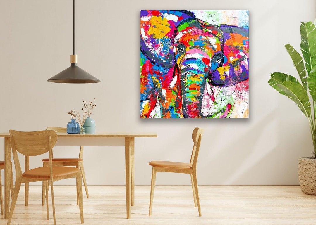 Colored Elephant Art Glass Wall Art glass photo prints, glass picture prints