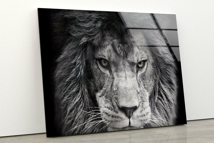 Gray Lion Animal Glass Wall Art stained glass wall art, stained glass wall decor