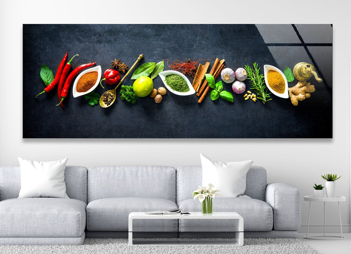 Spice & Kitchen Herbs Glass Wall Art, custom glass pictures, glass art prints