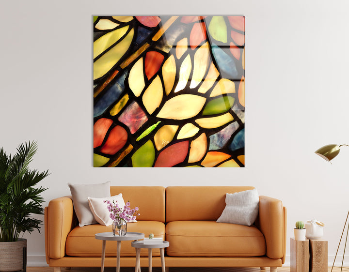 Stained Leaves Glass Wall Art Glass Printing Wall Art, Print photos on glass