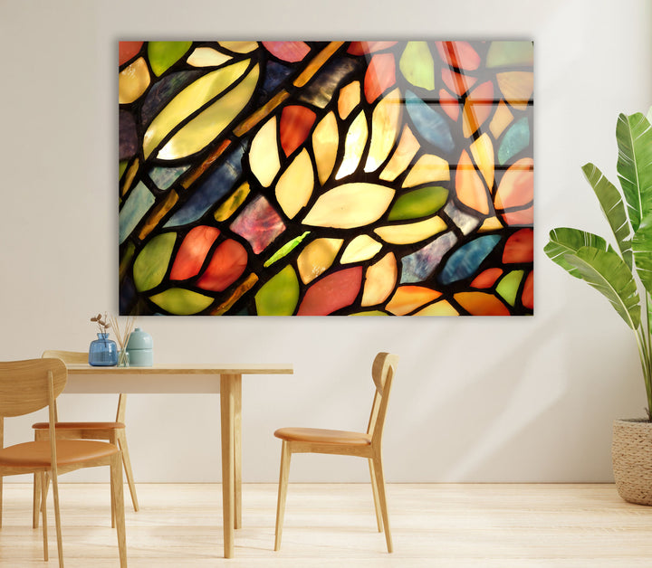 Stained Leaves Glass Wall Art glass image printing, glass prints from photos