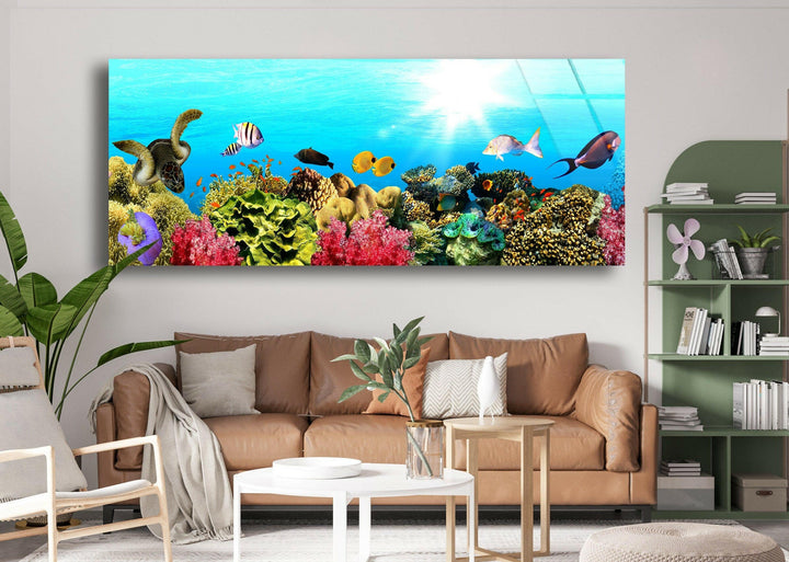 Marine Fishes Glass Wall Art, print on glass, glass printed photos