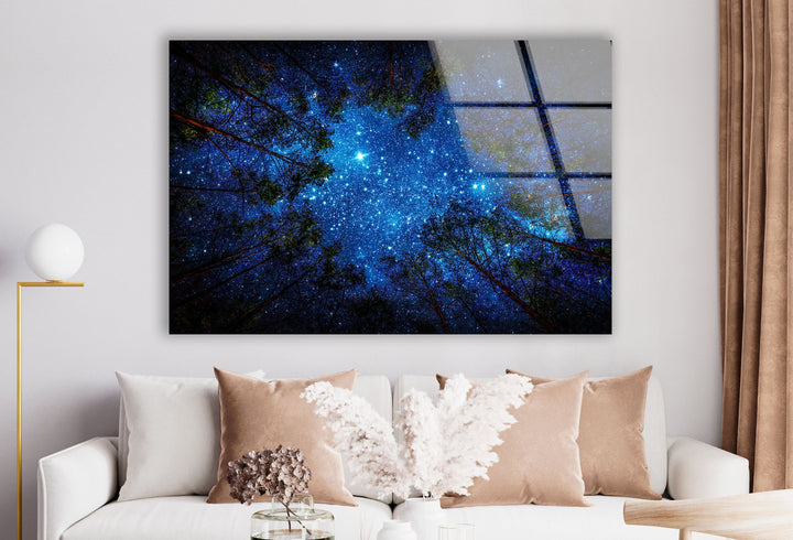 Night Sky Glass Wall Art, photo print on glass, prints on glass wall art