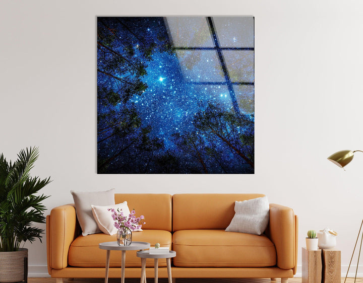 Night Sky Glass Wall Art, glass pictures for Wall, glass prints wall art