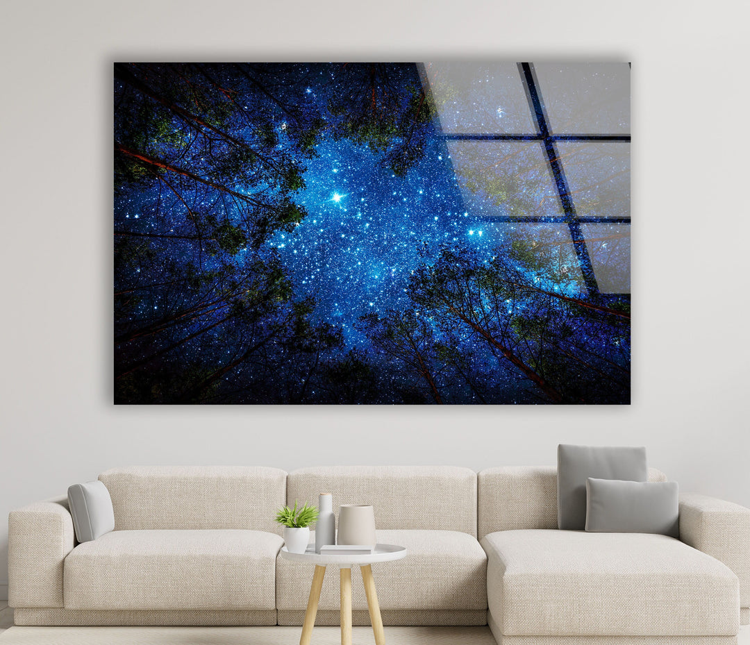 Night Sky Glass Wall Art, glass art painting, glass art for the Wall