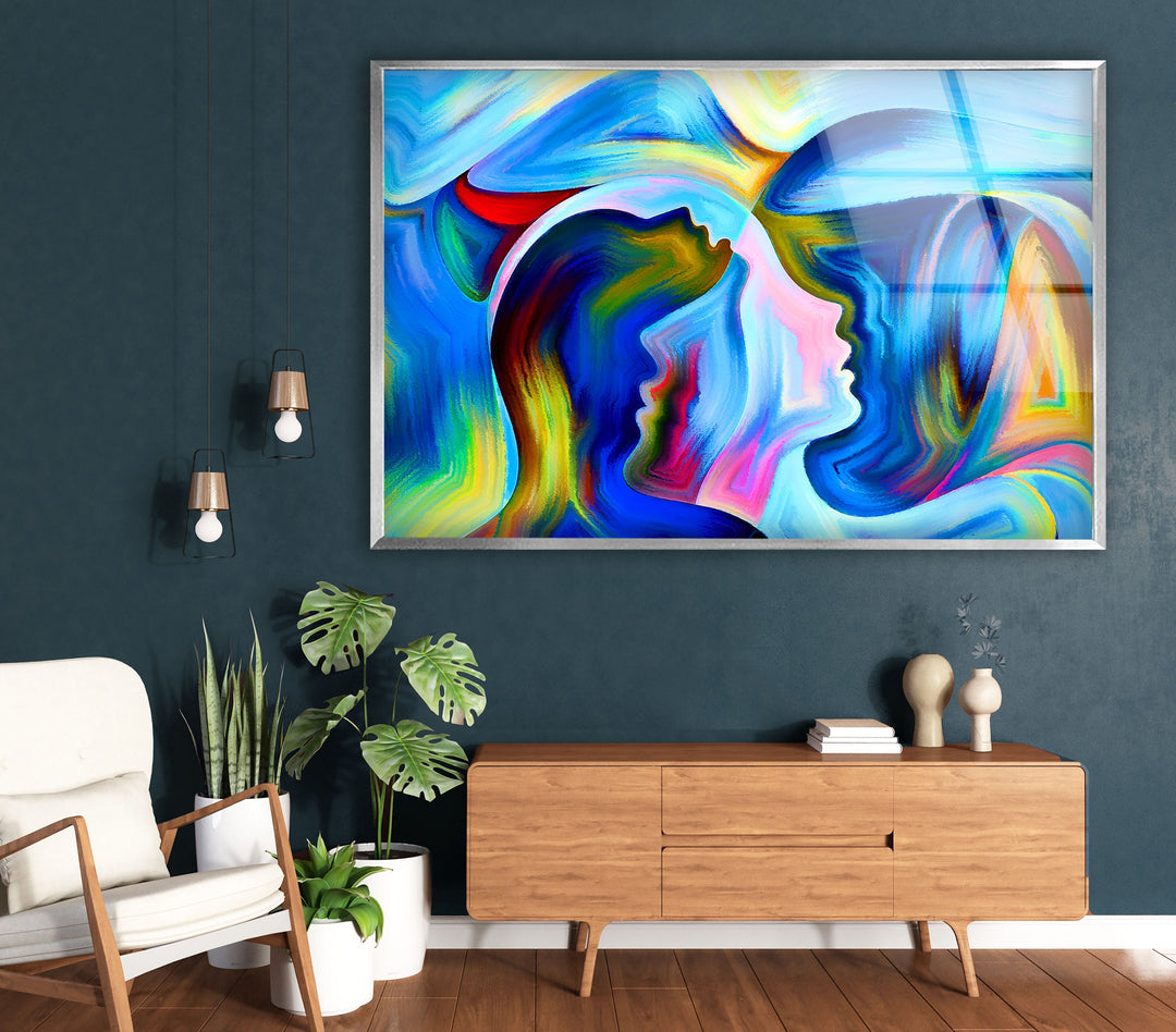 Abstract Woman Glass Wall Decor for Homes