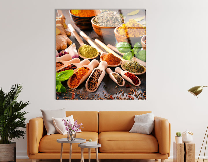 Indian Herbs Glass Wall Art, Glass Printing Wall Art, Print photos on glass