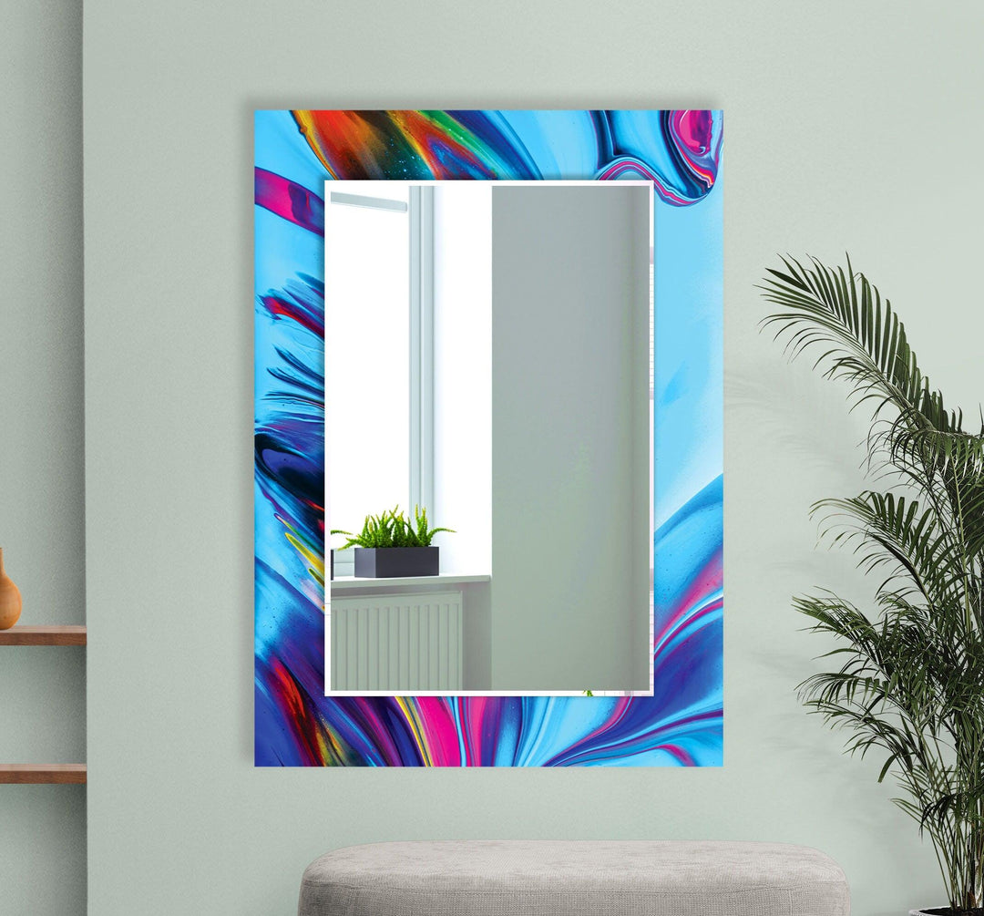 Colored Blue Wall Mirrors lighted mirror
