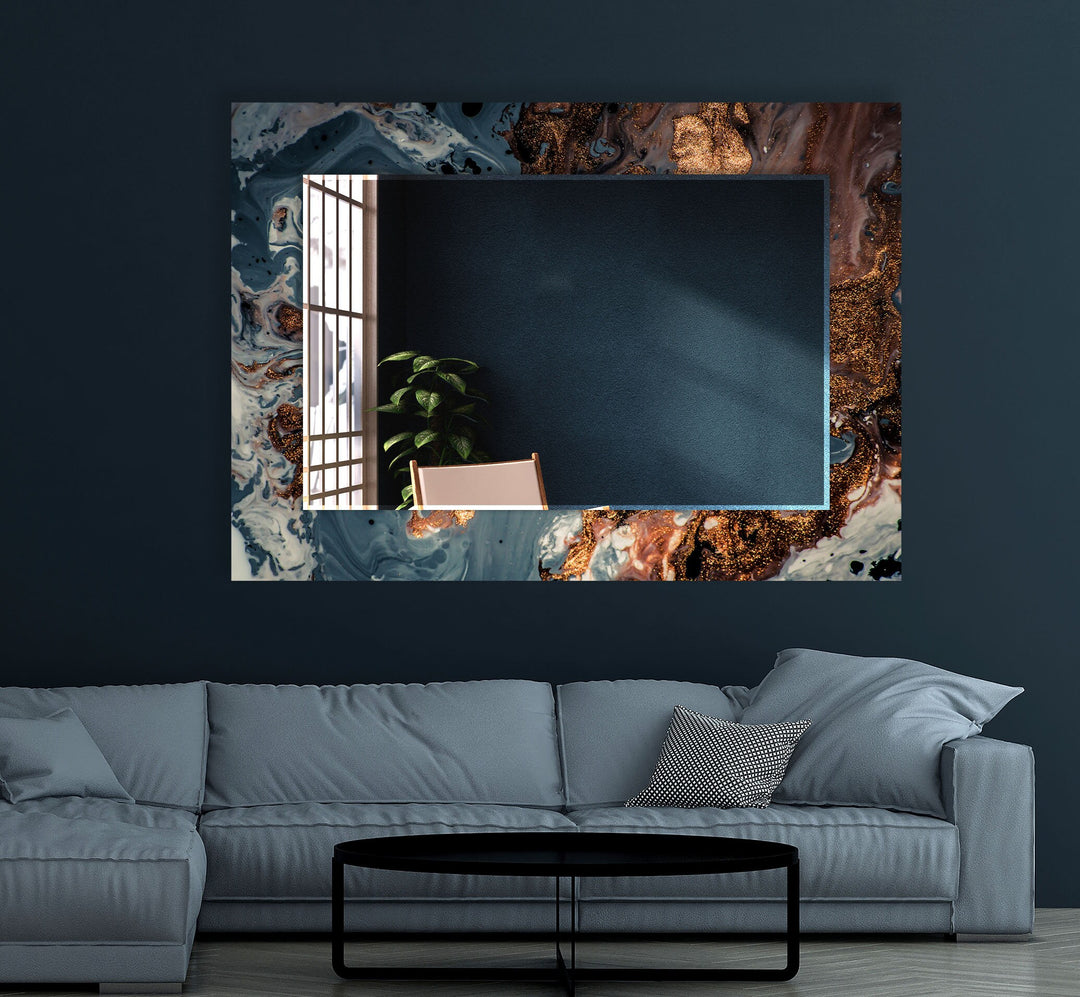 Copper Abstract Marble Wall Mirror gold mirror
