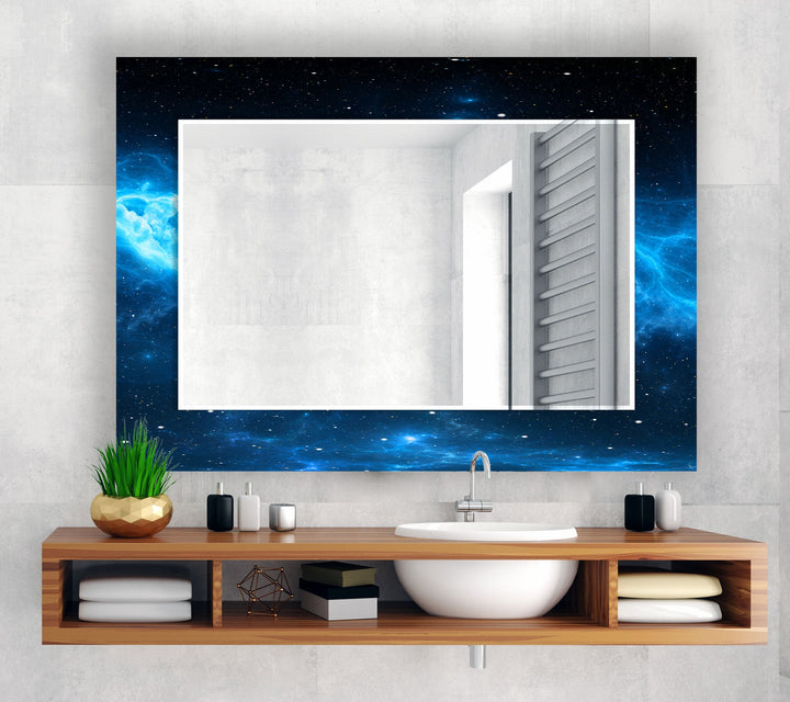 Blue & Black Abstract Wall Mirror Dining Room Wall Mirror
