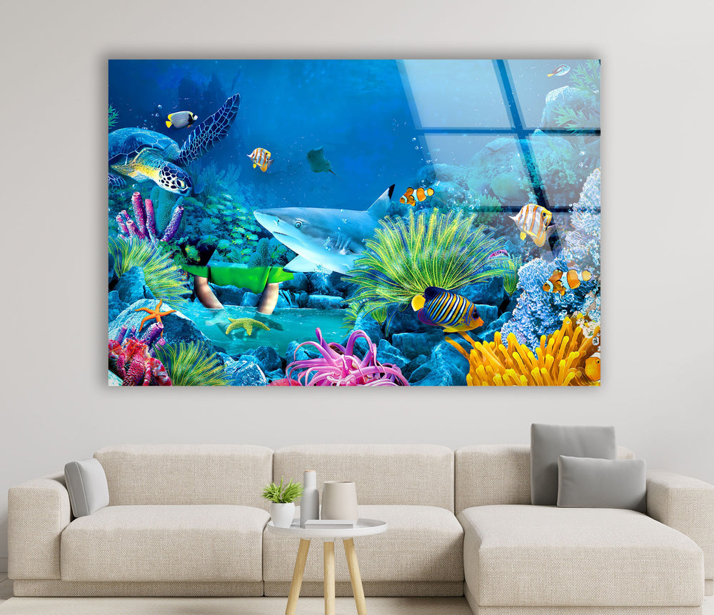 Tropical Aquarium Glass Wall Art glass pictures for Wall, glass prints wall art