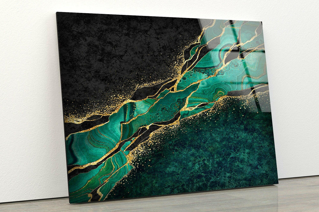 Emerald Green Marble Glass Wall Art