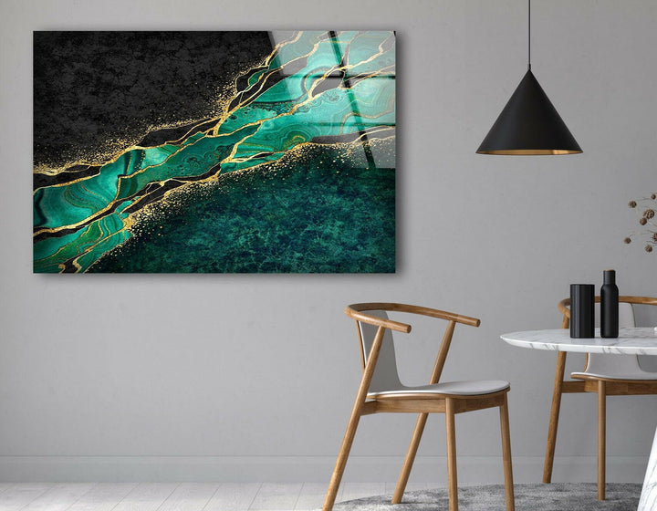 Emerald Green Marble Glass Wall Art