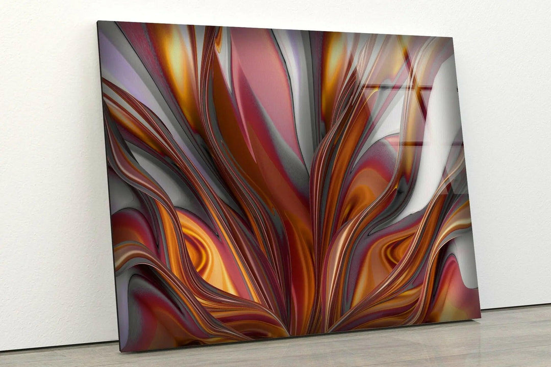 Brown Volumetric Abstract Glass Wall Art